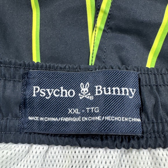 Psycho Bunny Alton Stripe Swim Trunk Shorts Men Size XXL Color 410 Navy 5.5" NWT - Picture 3 of 10